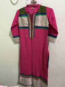 Pink Embroidered Kurta