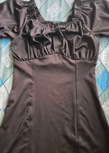 Brown Puff Sleeve Dress