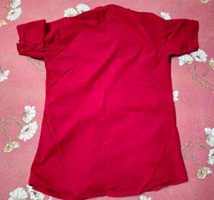Red Short Sleeve Button-Down