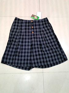 Plaid Button-Front Skirt