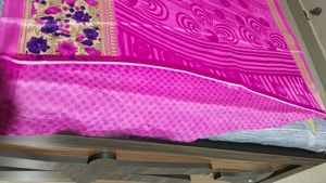 Pink Floral Saree with blouse piece