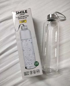 Borosil Smile Clear Glass Water Bottle