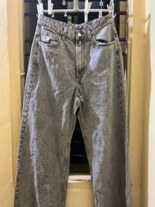 H&m Grey Wash Wide Leg Jeans