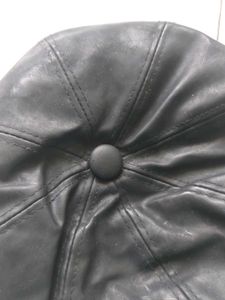Black Leather Newsboy Cap