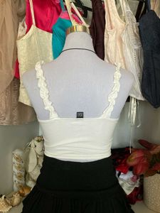 Ruched Ruffle Strap Top