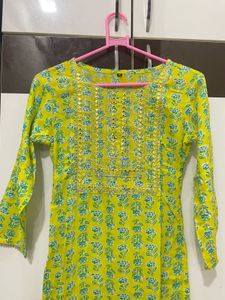 Lime Green Printed Kurti❤️