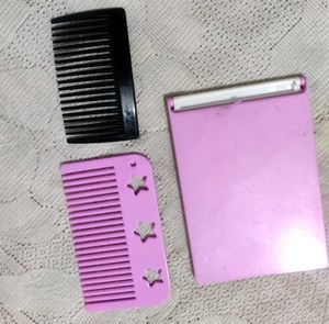 Vintage Comb &amp; Mirror Set+Comb Clip ✨