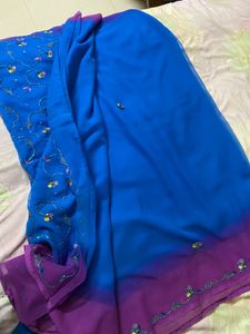 Blue Purple Party Wear Saree