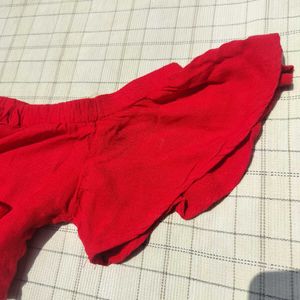 Red Off-Shoulder Tie Top