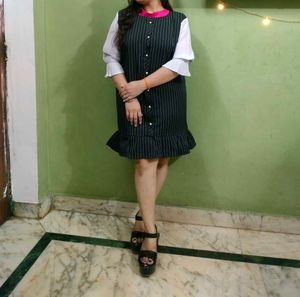 Striped Shirt Dress korean