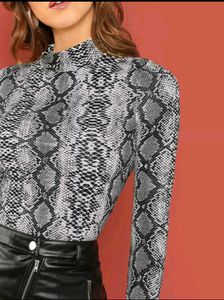 Snakeskin Print Mock Neck Top Size XS - S