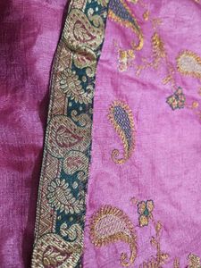 Elegant Embroidered Pink Saree