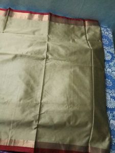 Brand New CottonSilk Saree with Golden SmallLaceBo