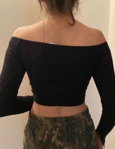 H&amp;M Black Off-Shoulder Long Sleeve Top