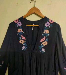 Black Embroidery Work Cotto  Top Size-38