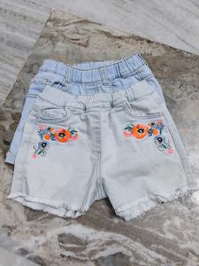 Cute Embroidered Denim Shorts