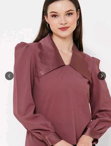 Elegant Mauve Scallop Blouse