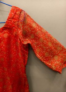 Elegant Red Floral Printed Kurta