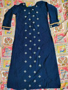 Navy Embroidered Kurti