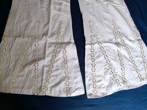 White Palazzo Pants with Mirror Work Embroidery