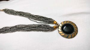 Gold Plated Brass Necklace Grey (Women)