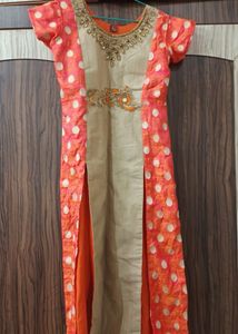 Festive Orange & Beige Kurta