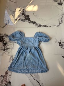Cute Denim Puff Sleeve Dress