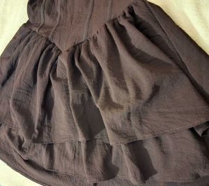 Square Neck Chocolate Brown Dress