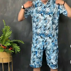 Cord Sets For Men Button-Down Shirt And Shorts
