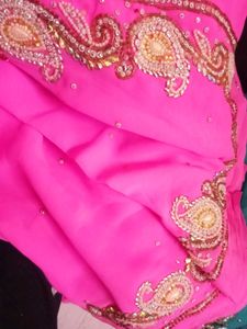 Pink Embellished Saree