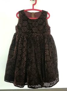 Brown Velvet Dot Dress