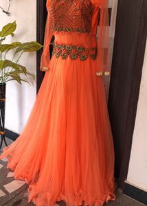 Elegant Coral Ethnic Gown