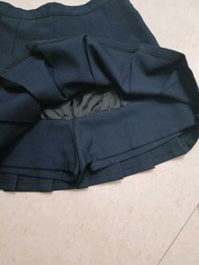 Navy Blue Flared Mini Skirt - Korean