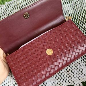 Estee lauder Burgundy Woven Chain Crossbody Bag