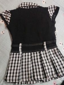 Cotton Black N White Checks Frock