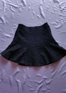 Black Dotted Mini Skirt