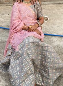 Grey Sequins Work Lahenga