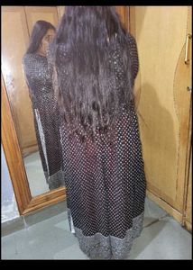 Black Polka Dot Kurta naira kurti long