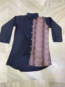 Animal Print Panel Button-Down