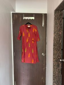 pinkish red Ikat  Kurta- translate brand