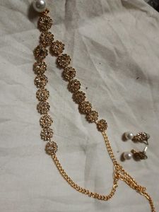 Elegant Gold Tone Necklace and Earring Set