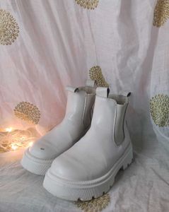 White Platform Chelsea Boots