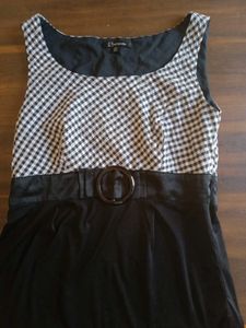 Partywear Black And White Chex Top , short Dress