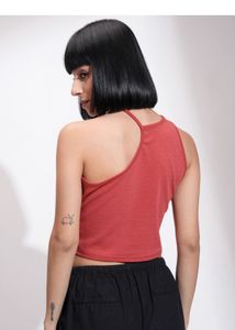 Red One-Shoulder Crop Top