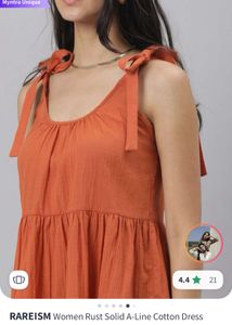 Rust A-Line Cotton Mini Dress