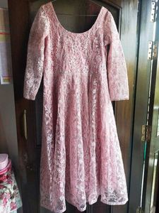 Embroidered Anarkali Kurta With Trousers & Dupatta