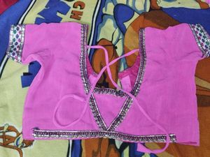 PINK SAREE WITH BLOUSE
