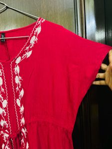 Red Embroidered Top