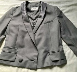 Grey Crop Blazer Coat