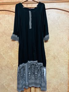 Black Gown Dress With Printed Dupatta 🖤